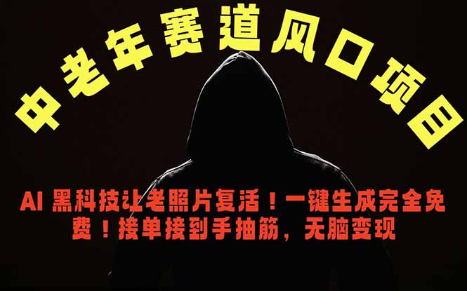 中老年风口项目，AI 黑科技让老照片复活！一键生成完全免费！接单接到手抽筋，无脑变现|一人科技公司导航