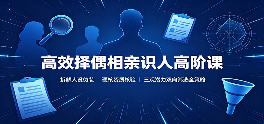 高效择偶相亲识人高阶课：拆解人设伪装，硬核资质核验，三观潜力双向筛选全策略|一人科技OPC聚合软件