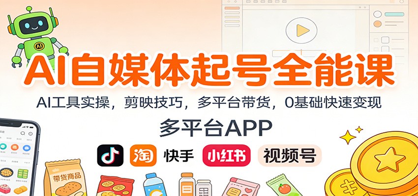 AI自媒体起号全能课：AI工具实操，剪映技巧，多平台带货，0基础快速变现|HOOK协议网