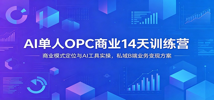 AI单人OPC商业14天训练营：商业模式定位与AI工具实操，私域B端业务变现方案|一人科技公司导航