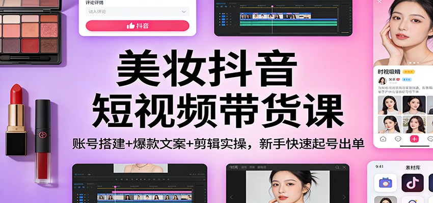 美妆抖音短视频带货课：账号搭建+爆款文案+剪辑实操，新手快速起号出单|HOOK协议网