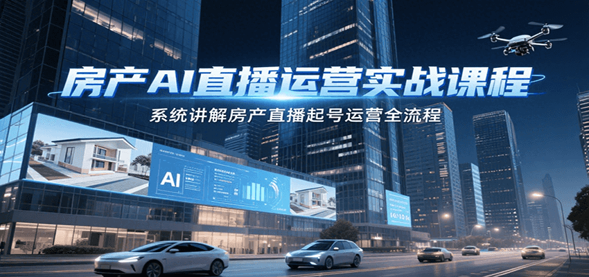 房产AI直播运营实战课程，系统讲解房产直播起号运营全流程|HOOK协议网