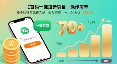 首码一键拉新项目，操作简单，接个验证码就算完成，收益可观， 一小时收益70+【揭秘】|HOOK协议网