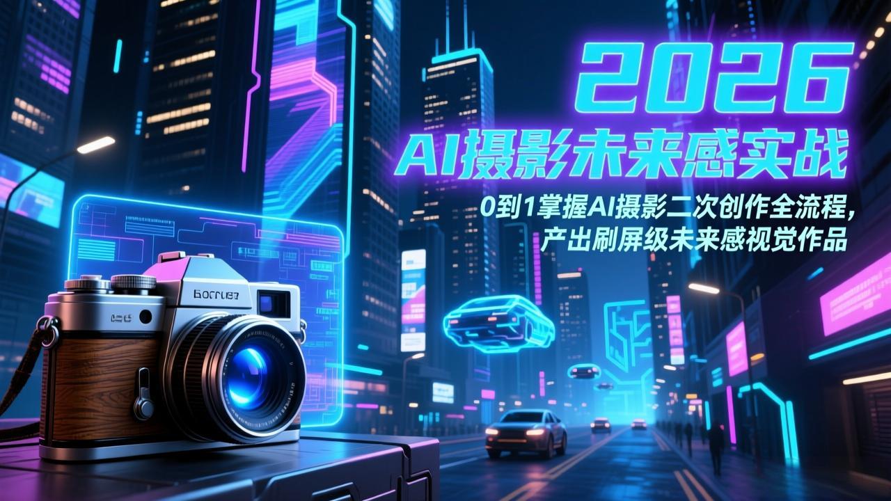2026 AI摄影未来感实战：0到1掌握AI摄影二次创作全流程，产出刷屏级未来感视觉作品|协议软件打粉软件