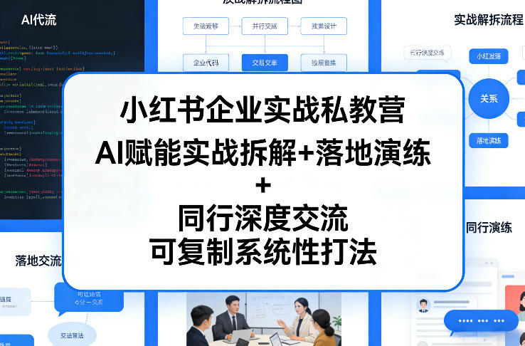 小红书企业实战私教营，AI赋能实战拆解+落地演练+同行深度交流，可复制系统性打法|协议软件打粉软件