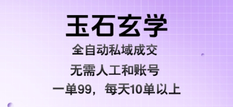 玉石玄学全自动私域成交，一单99每天十单以上，无需人工和矩阵账号，蓝海项目直接干【揭秘】|HOOK协议网