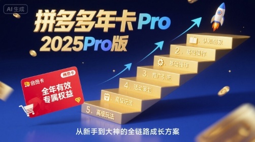 拼多多年卡2025Pro版，五大板块从认知到基础、从推广到活动、从活动到玩法|HOOK协议网