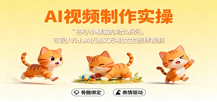 AI视频制作实操，飞天/小橘猫/美女系列，可灵/ViduAl/通义万相文生图转视频|HOOK协议网