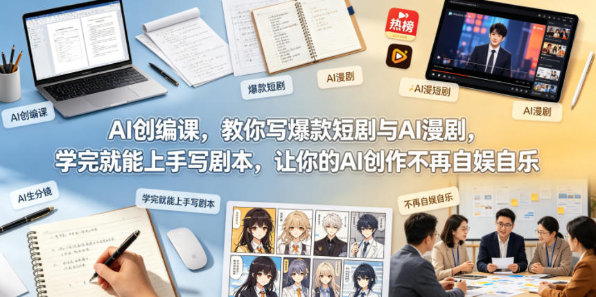 AI创编课，教你写爆款短剧与AI漫剧，学完就能上手写剧本，让你的AI创作不再自娱自乐(更新0521)|一人科技公司导航