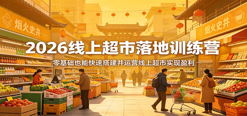 2026线上超市落地训练营，零基础也能快速搭建并运营线上超市实现盈利|协议软件打粉软件