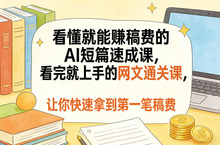 看懂就能賺稿费的AI短篇速成课，看完就上手的网文通关课，让你快速拿到第一笔稿费(更新5月)|一人科技公司导航