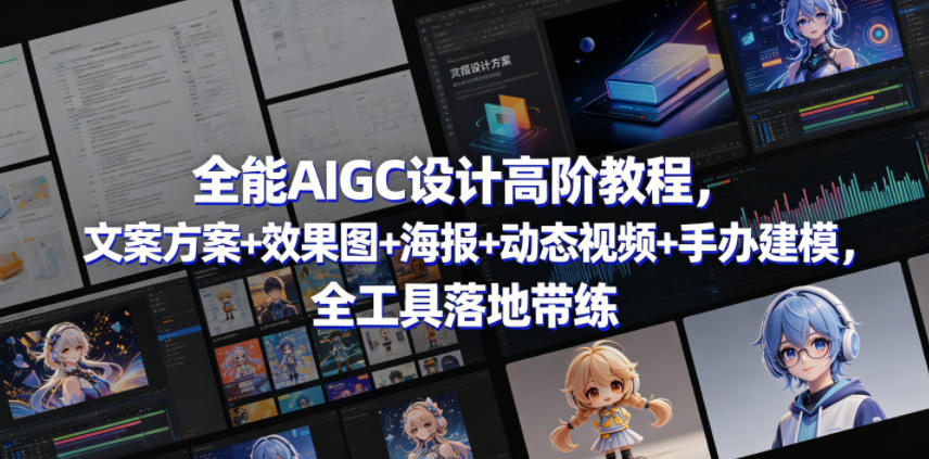 全能AIGC设计高阶教程，文案方案+效果图+海报+动态视频+手办建模，全工具落地带练|一人科技公司导航