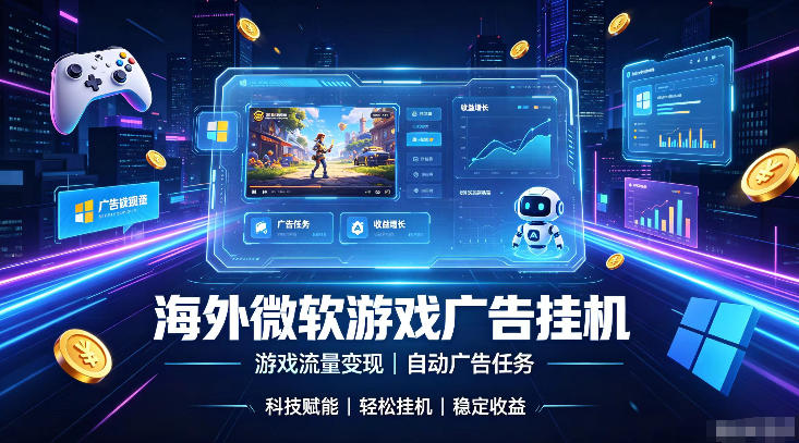 海外游戏广告自动挂G，轻资产海外副业风口，单设备稳定产出500+【揭秘】|一人科技OPC聚合软件