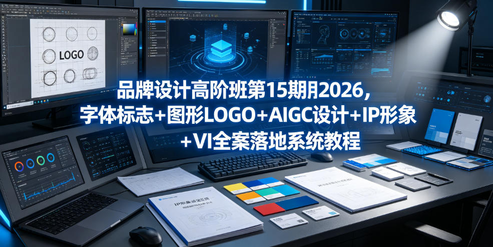品牌设计高阶班第15期2026，字体标志＋图形LOGO＋AIGC设计＋IP形象＋VI全案落地系统教程|一人科技OPC聚合软件