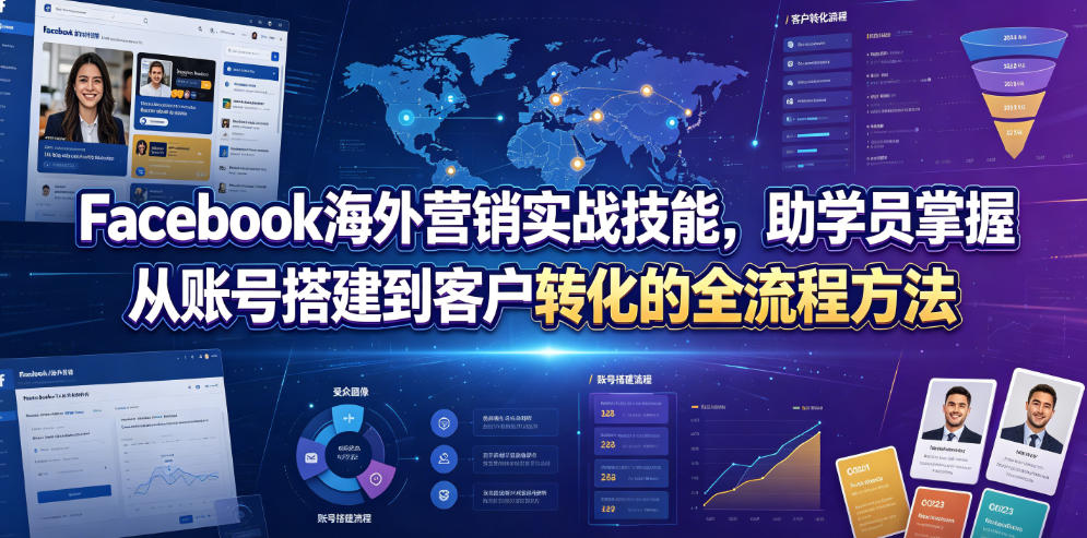 Facebook海外营销实战技能，助学员掌握从账号搭建到客户转化的全流程方法|一人科技公司导航