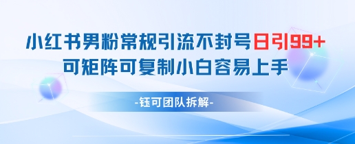 小红书男粉常规引流不封号日引99+变现简单 可矩阵可复制小白容易上手|HOOK协议网