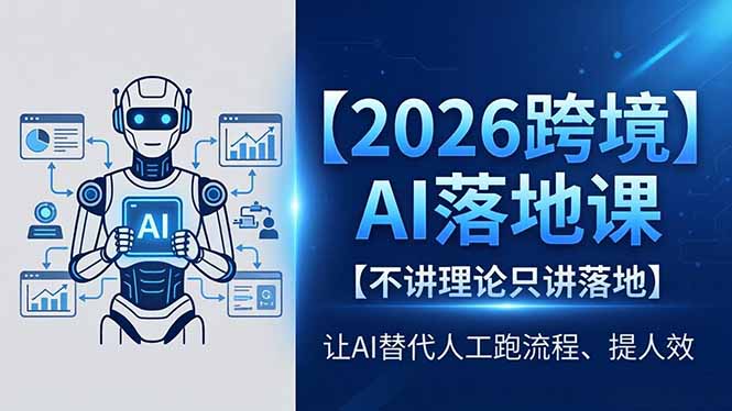 2026跨境AI落地课，不讲理论只讲落地，让AI替代人工跑流程、提人效|一人科技公司导航
