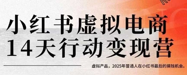 小红书虚拟电商14天变现训练营，虚拟产品，2025年普通人在小红书最后的搞钱机会(更新)|HOOK协议网
