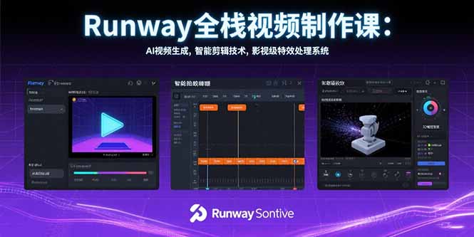 Runway全栈视频制作课：AI视频生成，智能剪辑技术，影视级特效处理系统|HOOK协议网