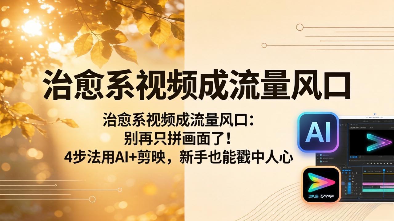 治愈系视频成流量风口：别再只拼画面了！4步法用AI+剪映，新手也能戳中人心|协议软件打粉软件