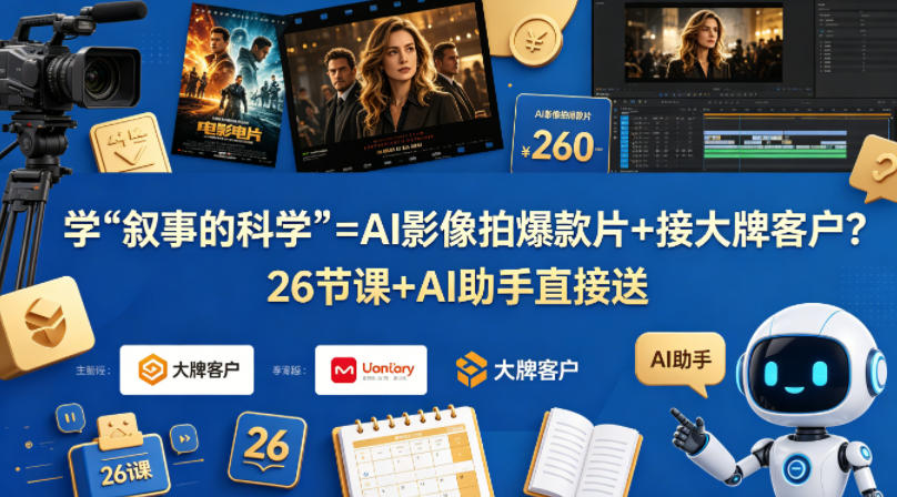 学《叙事的科学》=AI影像拍爆款片+接大牌客户？26节课+AI助手直接送【原创双语字幕】|一人科技公司导航