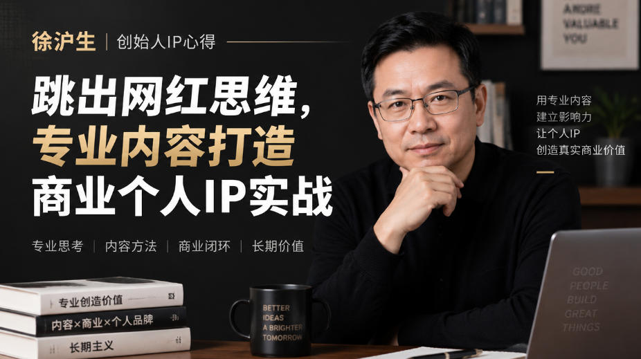 徐沪生创始人IP心得｜跳出网红思维，专业内容打造商业个人IP实战【文档】|一人科技OPC聚合软件