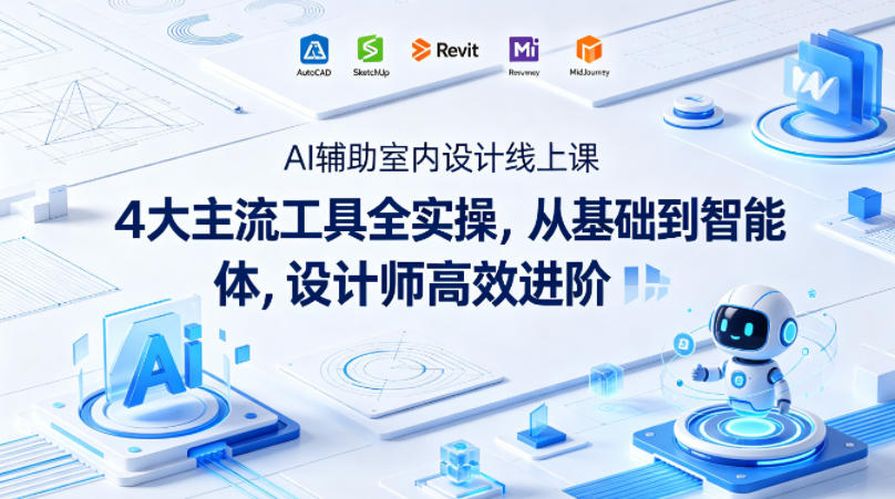 AI辅助室内设计线上课｜4大主流工具全实操，从基础到智能体，设计师高效进阶|协议软件打粉软件