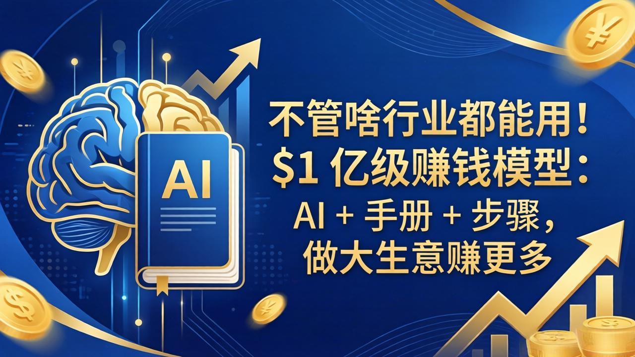 不管啥行业都能用！$1 亿级赚钱模型：AI + 手册 + 步骤，做大生意赚更多|协议软件打粉软件