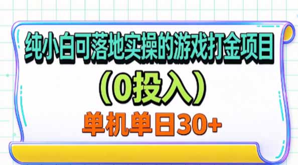 纯小白可落地实操的游戏打金项目(0投入|一人科技OPC聚合软件