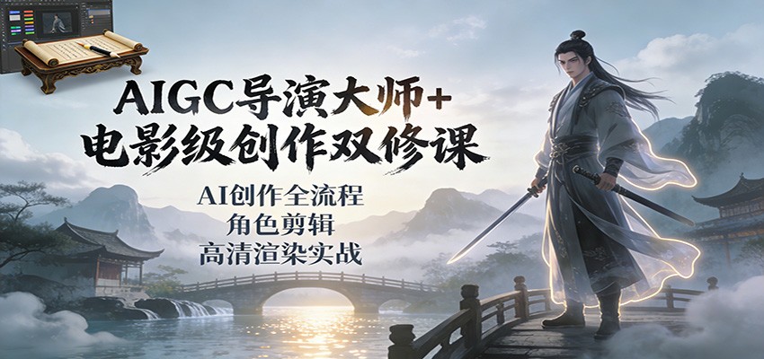 AIGC导演大师+电影级创作双修课：AI创作全流程、角色剪辑、高清渲染实战|HOOK协议网