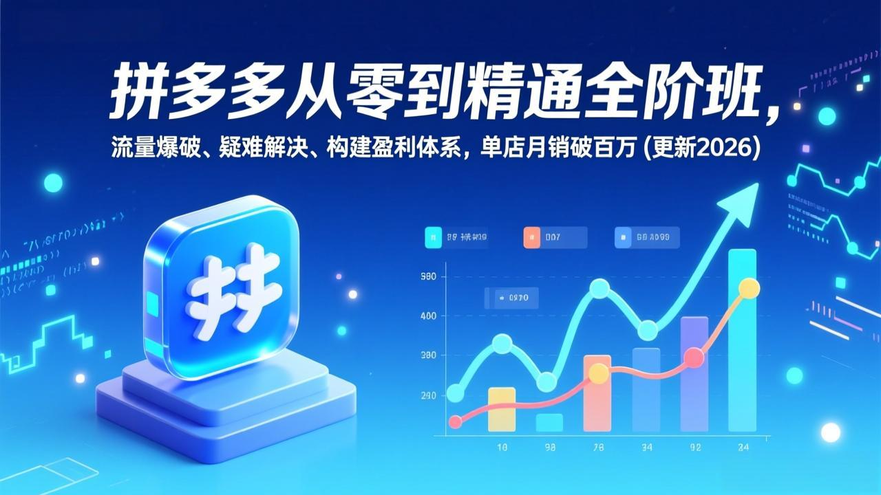 拼多多从零到精通全阶班，流量爆破、疑难解决，构建盈利体系，单店月销破百万(更新2026|HOOK协议网