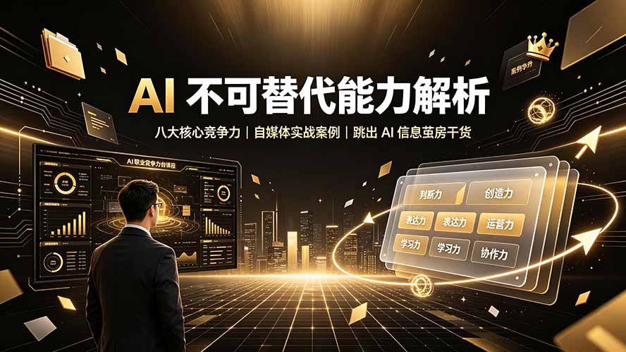 付费文章：AI 不可替代能力解析▸八大核心竞争力｜自媒体实战案例｜跳出 AI 信息茧房干货|一人科技OPC聚合软件
