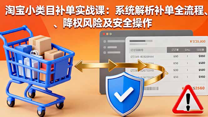 淘宝小类目补单实战课：系统解析补单全流程、降权风险及安全操作|HOOK协议网
