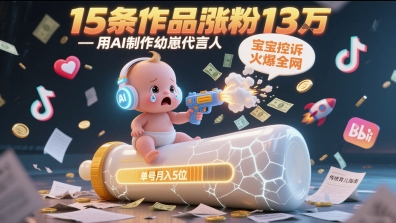 用AI制作幼崽代言人，宝宝的控诉火爆全网，15条作品涨粉13W，单号月入5位数实操教程|HOOK协议网