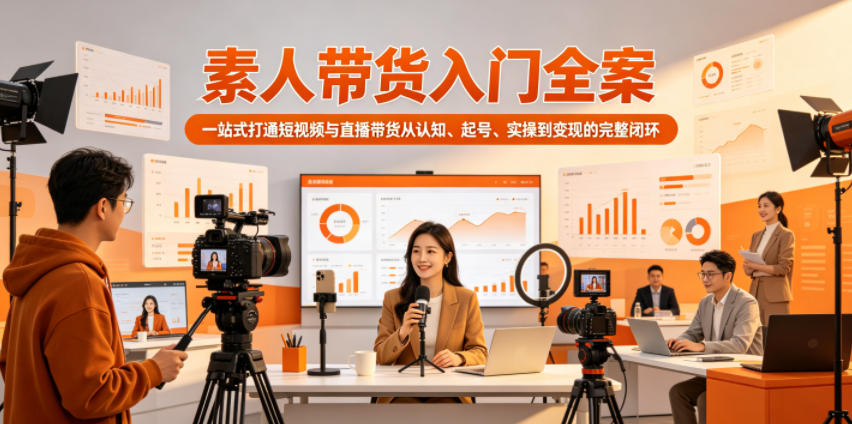 素人带货入门全案，一站式打通短视频与直播带货从认知、起号、实操到变现的完整闭环|一人科技公司导航