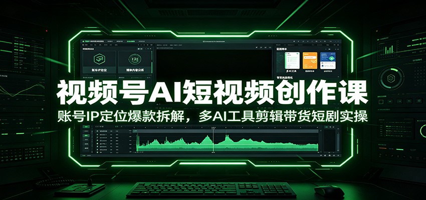 视频号AI短视频创作课：账号IP定位爆款拆解，多AI工具剪辑带货短剧实操|一人科技OPC聚合软件