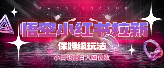 悟空小红书拉新，保姆级玩法，小白也能日入四位数|HOOK协议网