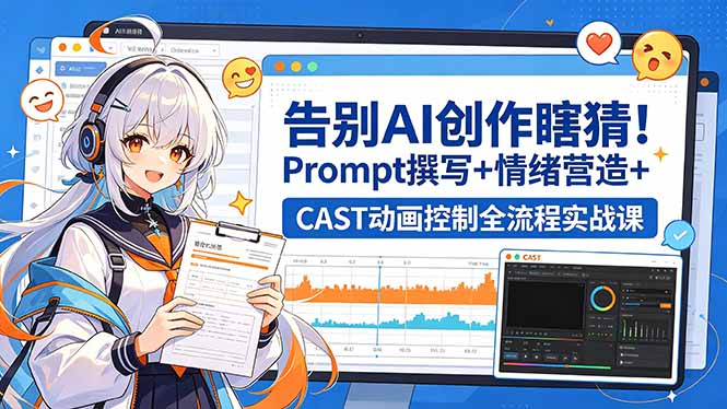 告别AI创作瞎猜！Prompt撰写+情绪营造+CAST动画控制全流程实战课|一人科技公司导航