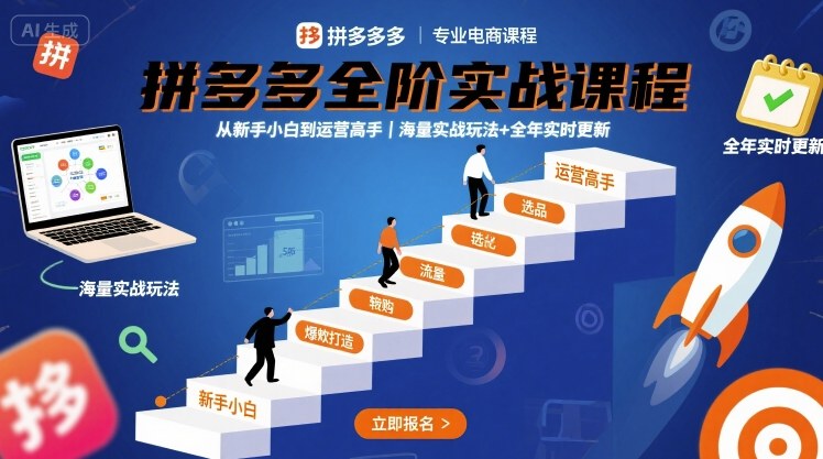 拼多多全阶实战课程，从新手小白到运营高手，海量实战玩法+全年实时更新【2025年9月更新】|HOOK协议网