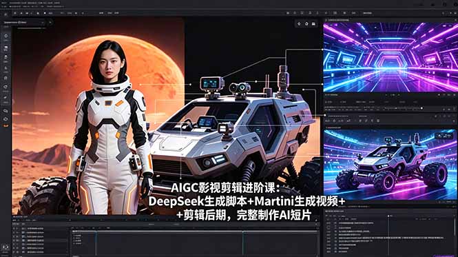 AIGC影视剪辑进阶课：DeepSeek生成脚本+Martini生成视频+剪辑后期，完整制作AI短片|一人科技公司导航