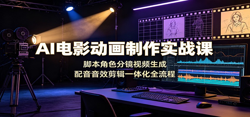 AI电影动画制作实战课：脚本角色分镜视频生成，配音音效剪辑一体化全流程|一人科技OPC聚合软件