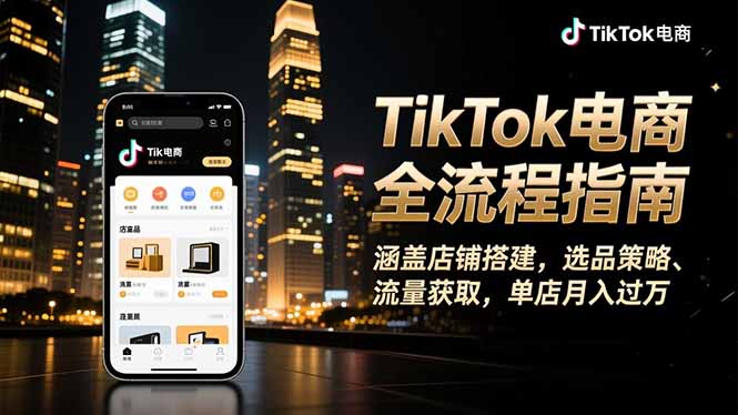 TikTok电商全流程指南，涵盖店铺搭建、选品策略、流量获取，单店月入过万|HOOK协议网