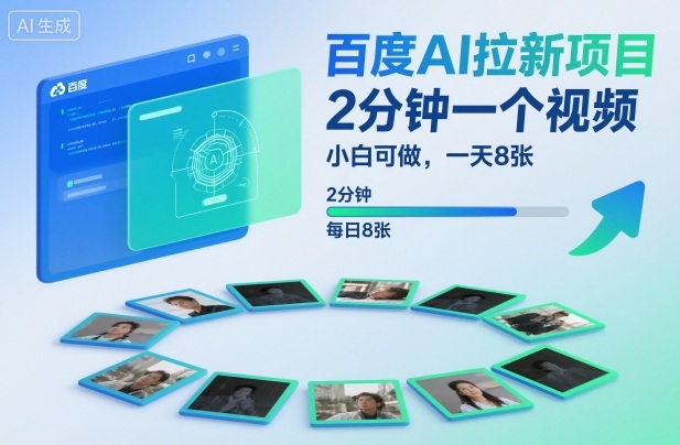 百度AI拉新项目，2分钟一个视频，小白可做，一天8张【附案例+保姆级教程】|HOOK协议网