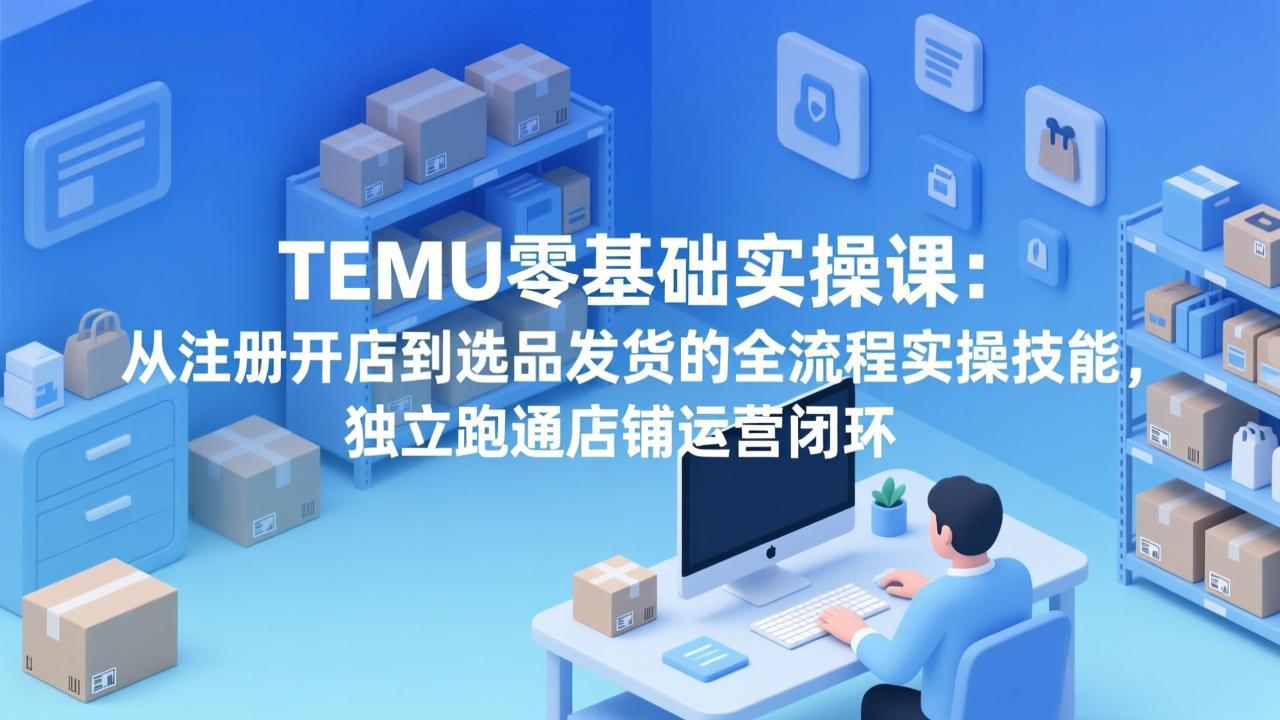 TEMU零基础实操课：从注册开店到选品发货的全流程实操技能，独立跑通店铺运营闭环|协议软件打粉软件