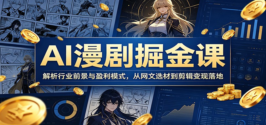 AI漫剧掘金课：解析行业前景与盈利模式，从网文选材到剪辑变现落地|一人科技公司导航