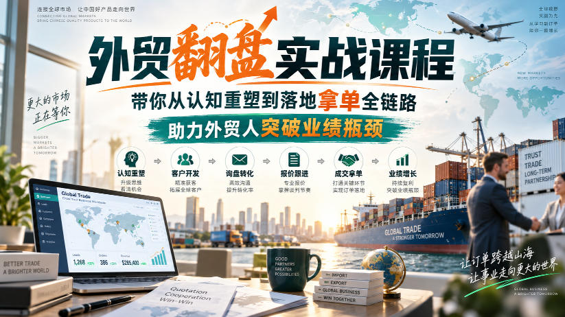 外贸翻盘实战课程，带你从认知重塑到落地拿单全链路，助力外贸人突破业绩瓶颈|一人科技OPC聚合软件