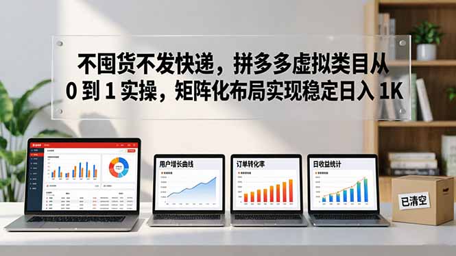 不囤货不发快递，拼多多虚拟类目从 0 到 1 实操，矩阵化布局实现稳定日入 1K|协议软件打粉软件