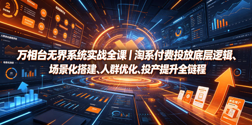 万相台无界系统实战全课｜淘系付费投放底层逻辑、场景化搭建、人群优化、投产提升全链路运营教程|一人科技OPC聚合软件