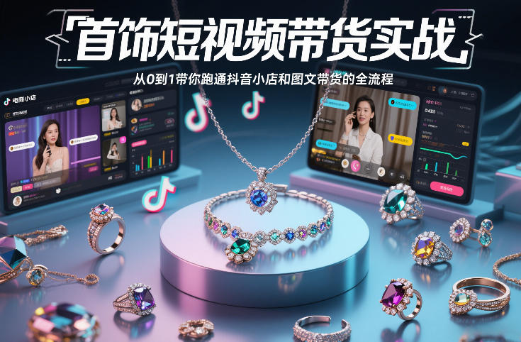 首饰短视频带货实战，从0到1带你跑通抖音小店和图文带货的全流程|HOOK协议网