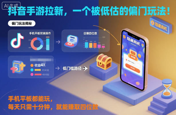 抖音手游拉新，一个被低估的偏门玩法！手机平板都能玩，每天只需十分钟，就能賺取四位数【揭秘】|HOOK协议网